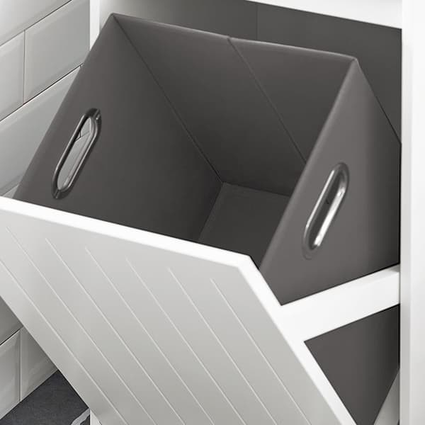Rootz linnedskab med vasketøjskurv - Vasketøjsopsamler - Vasketøjssortering - Anti-Tip Safety - Tilbehørsskuffe - MDF Konstruktion - 40cm x 86cm x 39c
