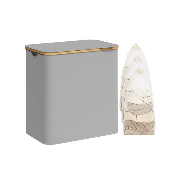 Rootz Dove Grey hopfällbar tvättkorg - Klädkorg - Hopfällbar förvaringsfack - 600D Oxford-duk - Bambu - Glasfiberstänger - Lättvikts - Hållbar - Bärba