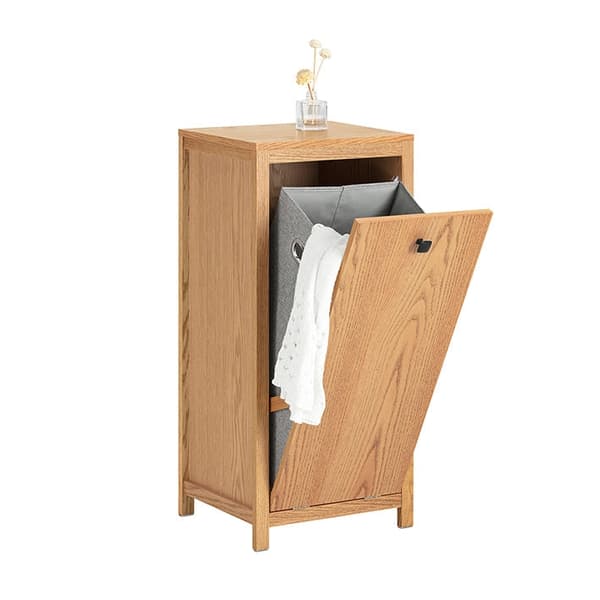 Rootz linneskåp med utfällbar tvättlåda - Tvättuppsamlare - Badrumsskåp - Fuktbeständig - Tippskyddsfunktion - Enkel montering - 40 cm x 90 cm x 35 cm