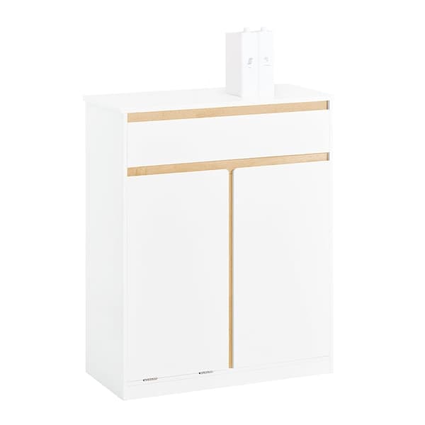 Rootz vaskeskab med vaskepose - Vasketøjsopsamler - Badeværelsesmøbler - MDF og gummitræ - Vippebeskyttelse - Fleksibel opbevaring - 71cm x 33cm x 85c