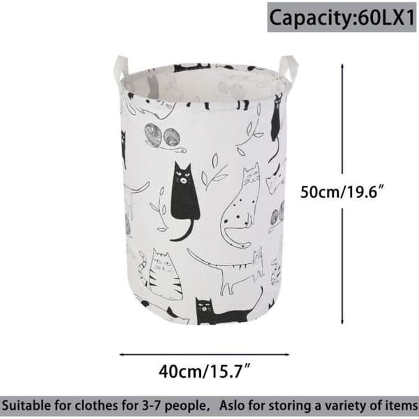 Hopfällbar tvättkorg, stor tygtvättkorg, leksaksförvaringskorg, 60L