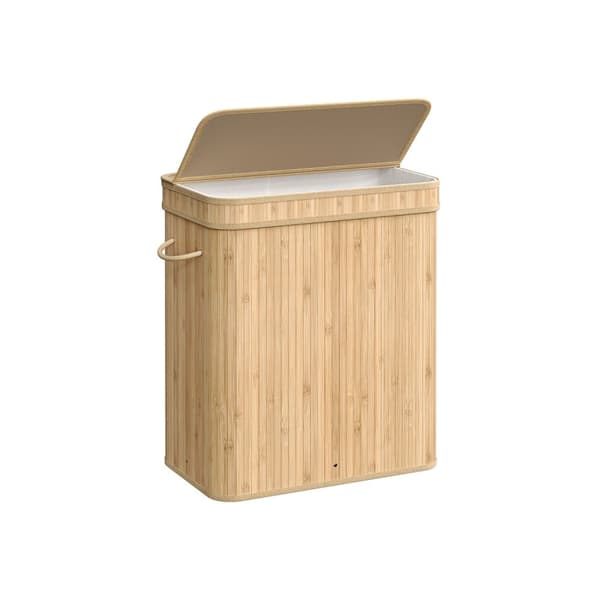 Rootz Natural Bamboo Vasketøjskurv med Låg - Hæmmer - Tøjopbevaring - Miljøvenlig - Letvægts - Holdbar - 54,5 cm x 34,5 cm x 61 cm