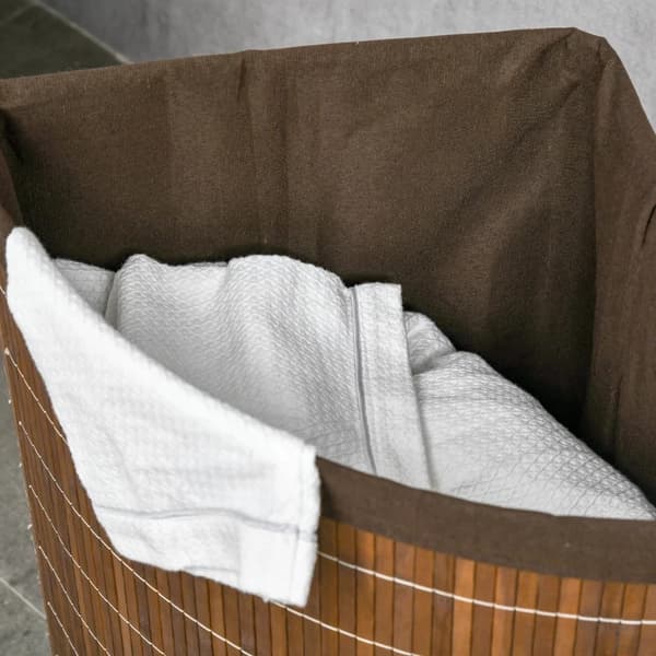 Rootz Vasketøjskurv - Vasketøjskurv - 55l Kapacitet - Aftageligt låg - Bambus - Polyesterblanding - Brun - 38 cm x 38 cm x 57 cm