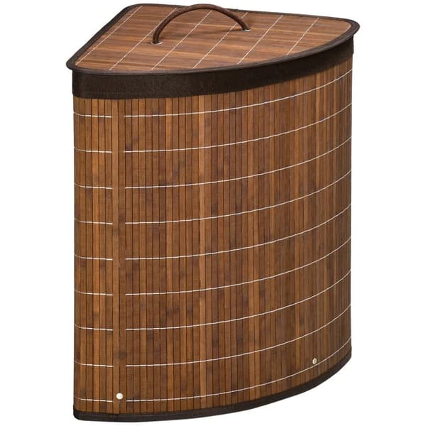 Rootz Tvättkorg - Tvättkorg - 55l Kapacitet - Avtagbart lock - Bambu - Polyesterblandning - Brun - 38 cm x 38 cm x 57 cm