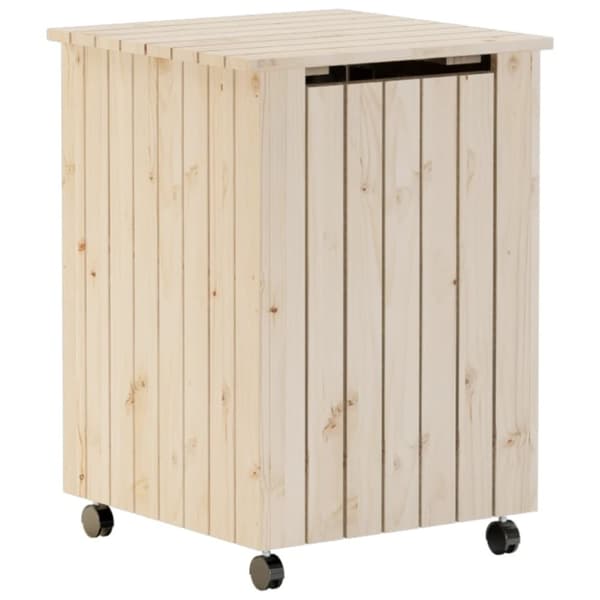 vasketøjskurv med hjul RANA 45x45x64 cm massivt fyrretræ