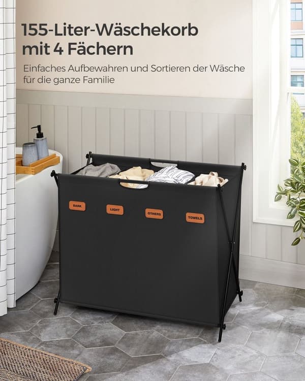 Rootz sammenfoldelig vasketøjskurv - Sammenklappelig hæm - Pop-up opbevaring - 600D Oxford klud - Stålramme - 79,9 cm x 40 cm x 66 cm