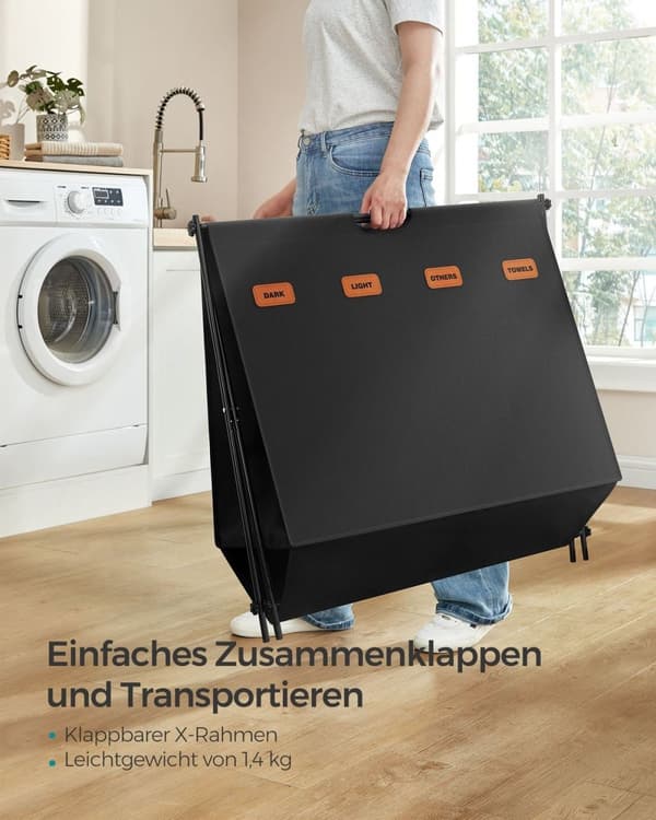 Rootz sammenfoldelig vasketøjskurv - Sammenklappelig hæm - Pop-up opbevaring - 600D Oxford klud - Stålramme - 79,9 cm x 40 cm x 66 cm