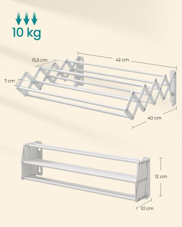 Rootz Compact Cloud White Steel Vasketørretumbler - Bærbar vaskemaskine - Foldemaskine - 40 cm x 42 cm x 12 cm - 10 kg Kapacitet