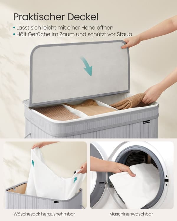 Rootz Laundry Hamper - Vaatekori - Säilytyslaatikko - Kevyt - 54,5 cm x 34,5 cm x 61 cm记录