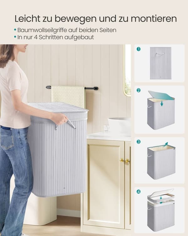 Rootz Laundry Hamper - Vaatekori - Säilytyslaatikko - Kevyt - 54,5 cm x 34,5 cm x 61 cm记录