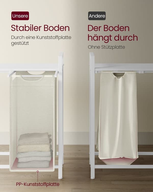 Rootz Vasketøjsstativ - Hvid Organizer - MDF & Stål - Oxford stoftasker - Heavy Duty - 116 cm x 33 cm x 72 cm