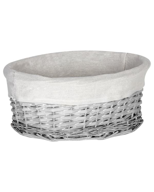 Klesvaskkurv Hvit Pilramme Innvendig Liner i Stoff Boho Moderne Design