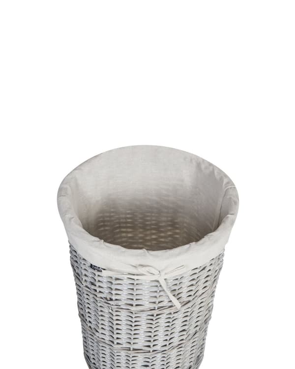 Klesvaskkurv Hvit Pilramme Innvendig Liner i Stoff Boho Moderne Design