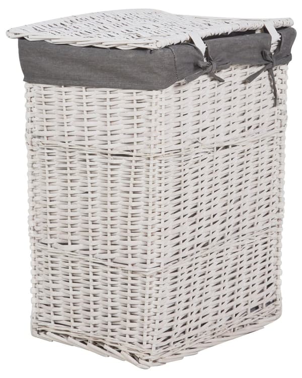 Tvättkorg Grå Pilram Tyg Invändigt Foder Boho Modern Design
