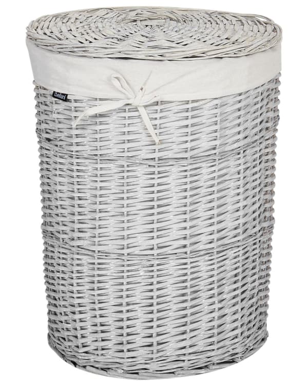 Tvättkorg Vit Pilram Tyg Invändigt Foder Boho Modern Design