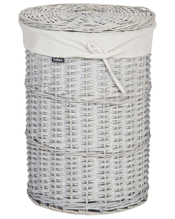 Tvättkorg Vit Pilram Tyg Invändigt Foder Boho Modern Design