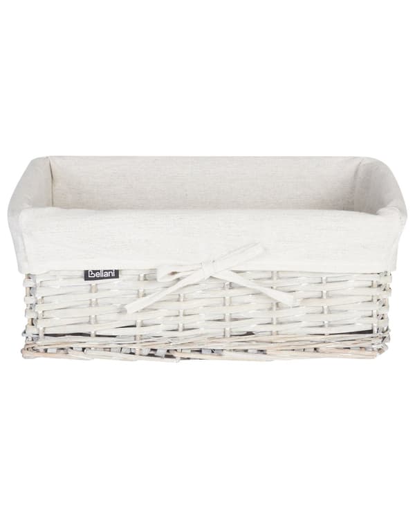 Klesvaskkurv med Hvit Pilramme Innvendig Stoffforing Boho Moderne Design