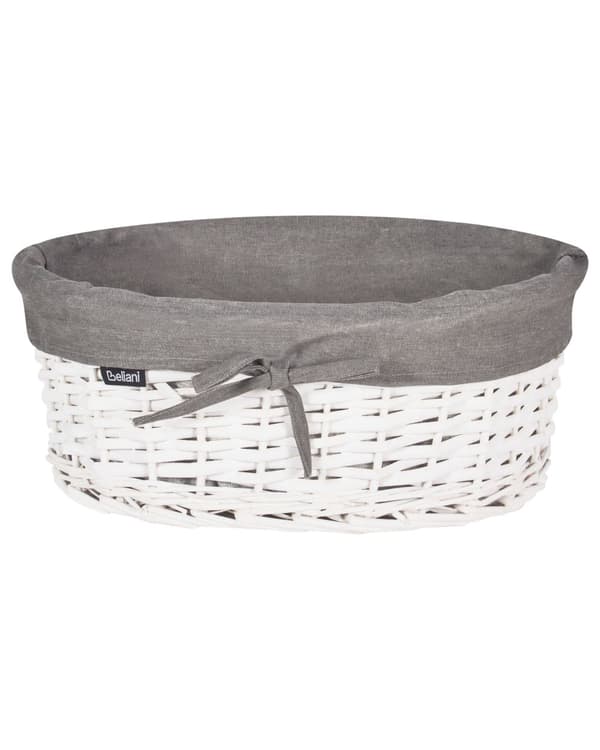 Sæt med kurve i hvid og grå pileflet med indvendigt stof i boho-stil og moderne design