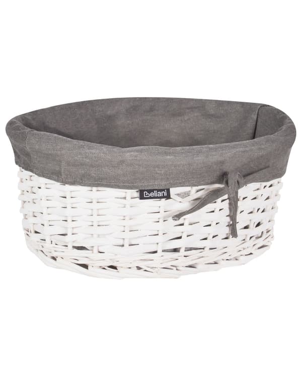 Sæt med kurve i hvid og grå pileflet med indvendigt stof i boho-stil og moderne design