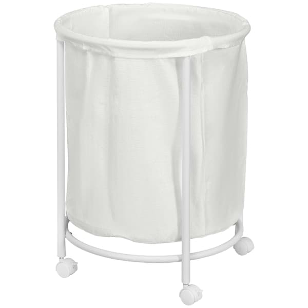 Rootz stor vasketøjskurv på hjul - 100L kapacitet - Cylindrisk hæmmer - Aftagelig inderpose - Linnedstof - Ø50cm x 68cm
