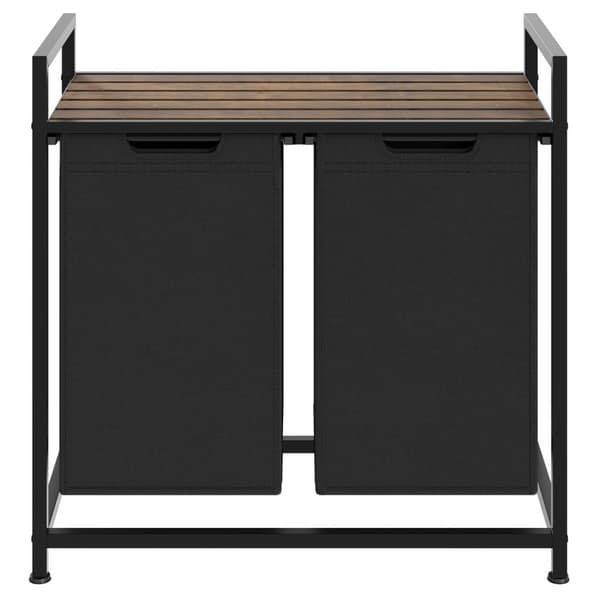 Vasketøjskurv med hylde, industriel stil - 34 x 74 x 72 cm