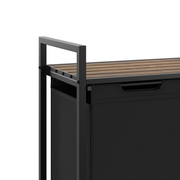 Vasketøjskurv med hylde, industriel stil - 34 x 74 x 72 cm
