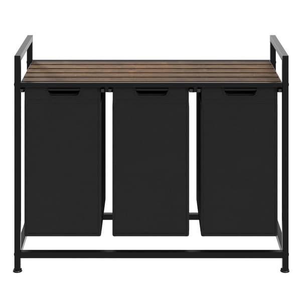 Vasketøjskurv med hylde, industriel stil - 34 x 93,5 x 72 cm