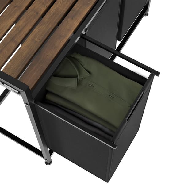 Vasketøjskurv med hylde, industriel stil - 34 x 93,5 x 72 cm