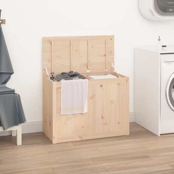 Tvättkorg 88,5x44x66 cm massiv furu