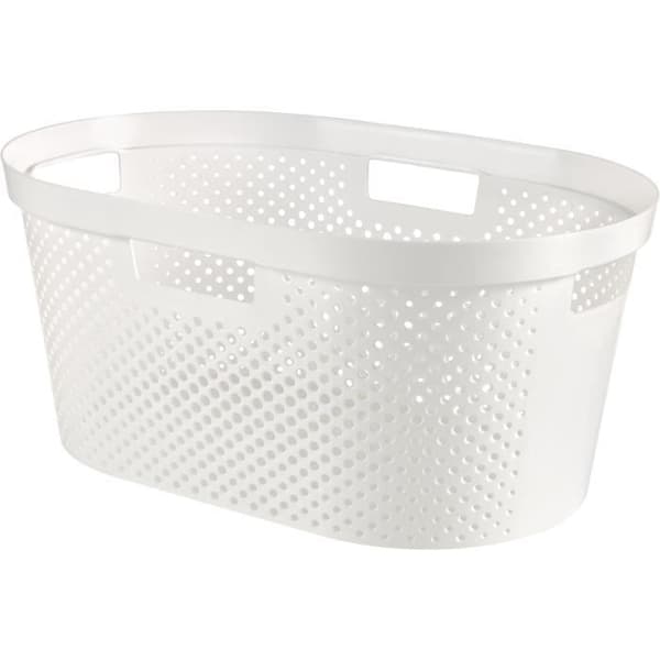 CURVER Tvättkorg 40L Infinity Dots - Återvunnen plast - Vit