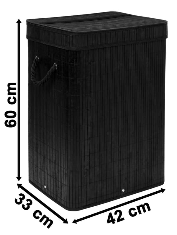 Bambu tvättkorg med lock SOREN 80L svart