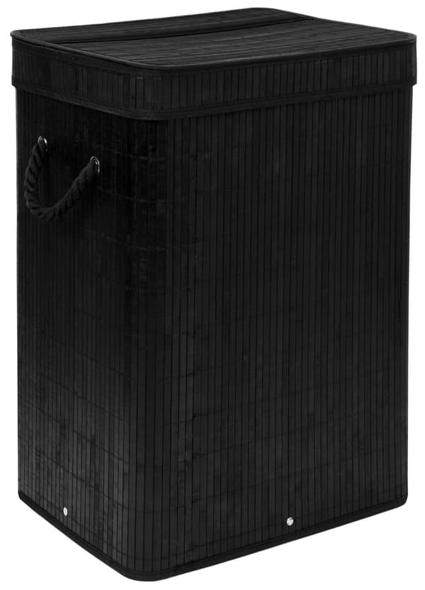 Bambu tvättkorg med lock SOREN 80L svart