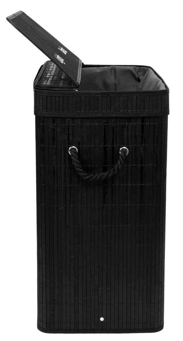 Bambu tvättkorg med lock, 100L, svart