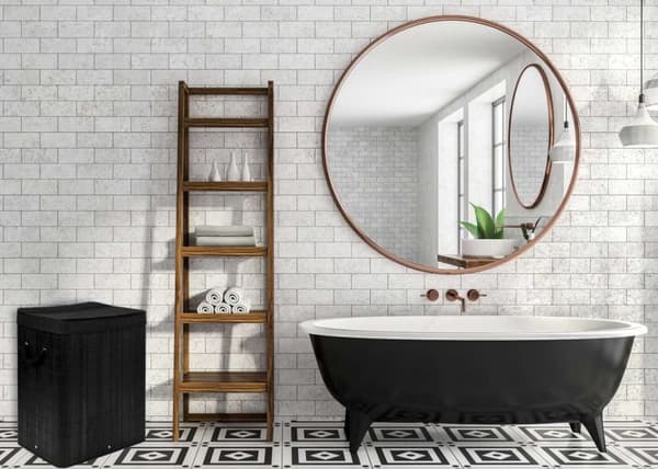 Bambu tvättkorg med lock, 100L, svart