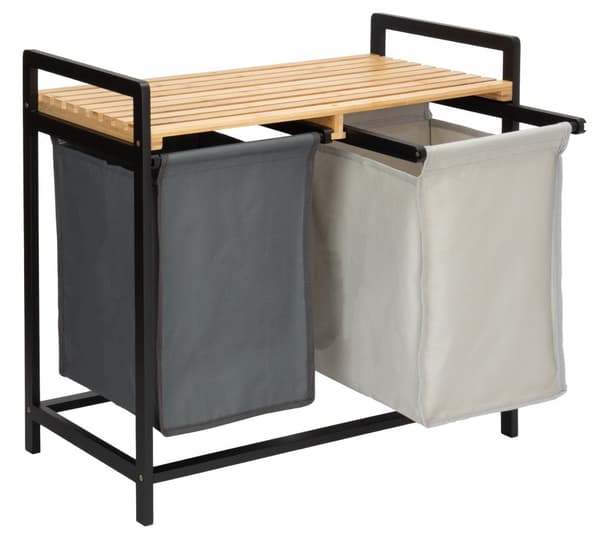 HANOI BLACK bambukori pyykille tai leluille, 2 lokeroa, DUO COLOR