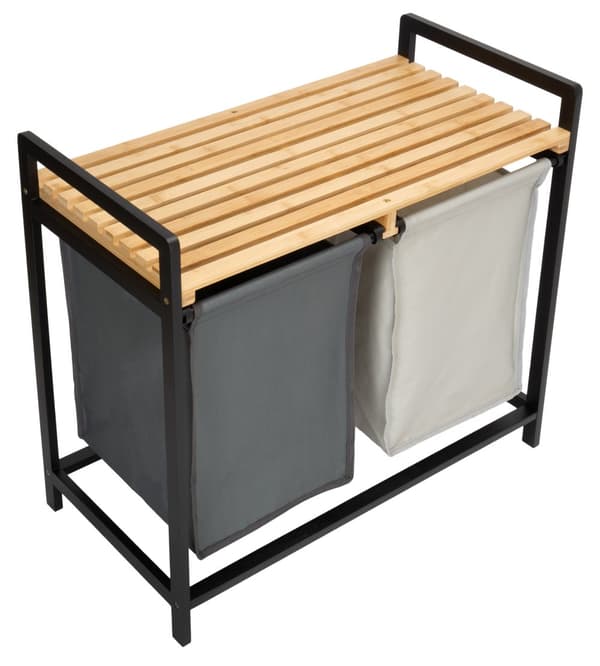 HANOI BLACK bambukori pyykille tai leluille, 2 lokeroa, DUO COLOR