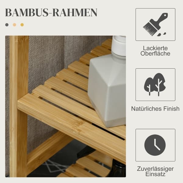 Rootz Bamboo Vasketøjsopsamler - Stofkurv - Vasketøjssortering - Strygebræt - 113 cm x 34 cm x 82 cm - Miljøvenlig og stilfuld bambus
