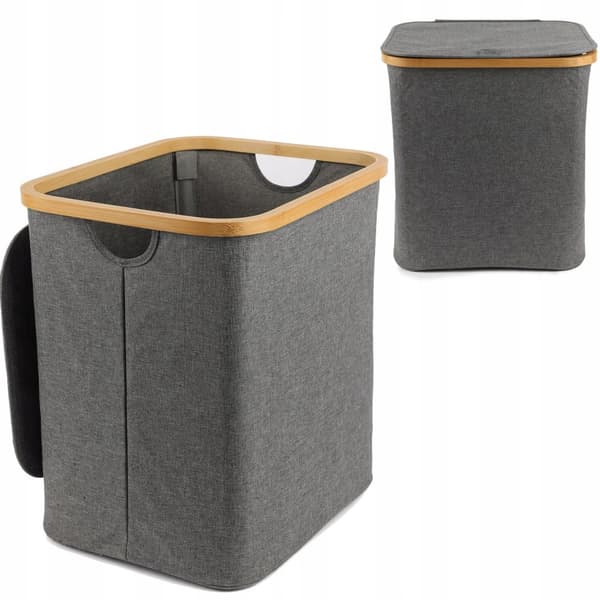 VASKEKURV 60l, foldbar, bambus, stor, stående til opbevaring