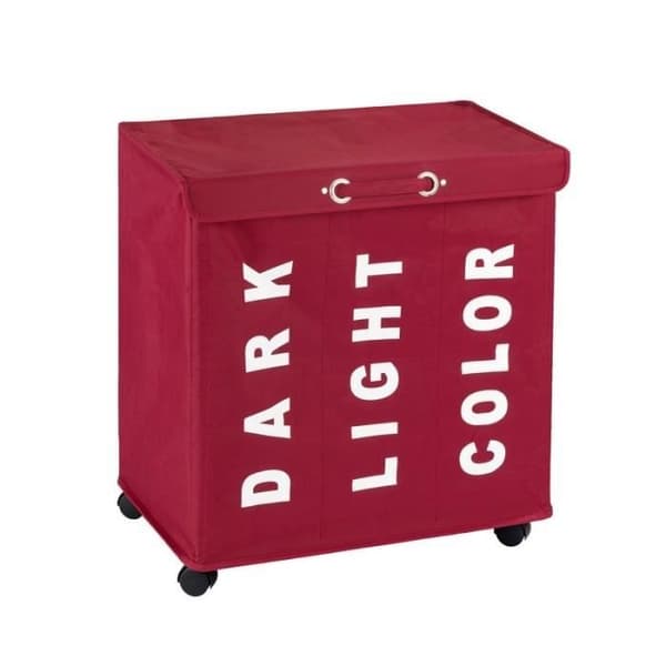 Tvättkorg - WENKO - Trivo - 3 fack - 116L - Röd i polyester