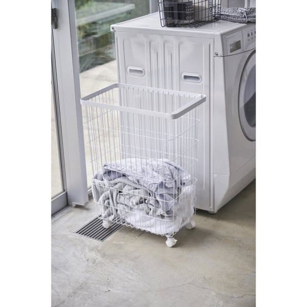 Hög metalltvättkorg - H56,5 cm - 46 cm X 28 cm X 56,5 cm - Calicosy - Vit