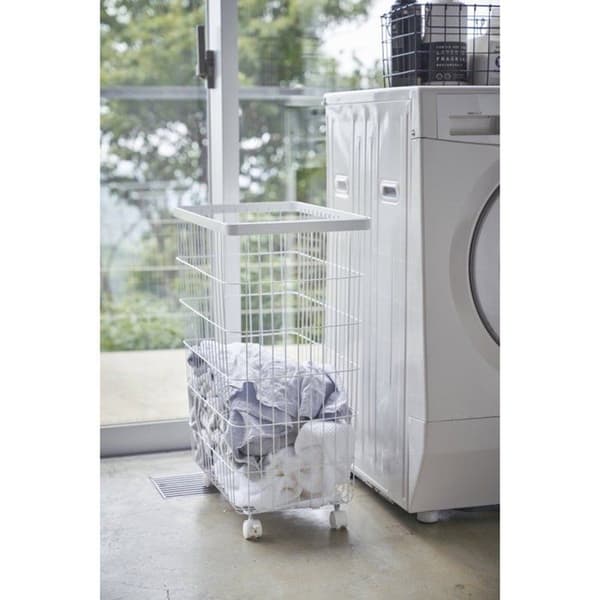 Hög metalltvättkorg - H56,5 cm - 46 cm X 28 cm X 56,5 cm - Calicosy - Vit