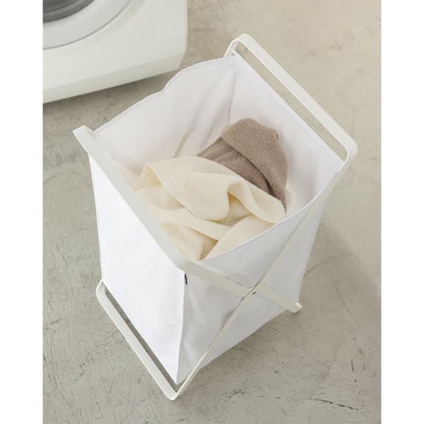 Vit hopfällbar tvättkorg - H64 cm