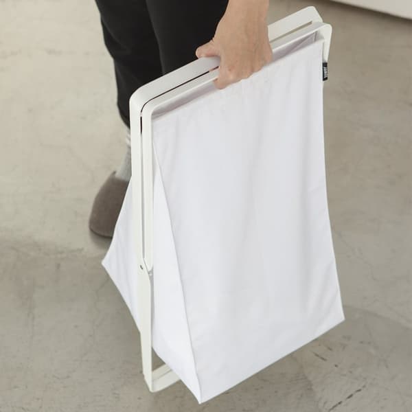 Vit hopfällbar tvättkorg - H64 cm
