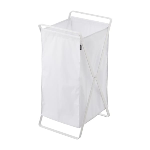 Vit hopfällbar tvättkorg - H64 cm