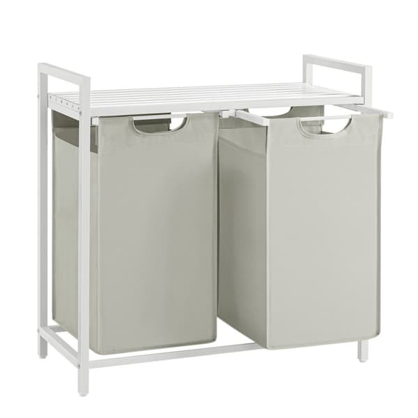 Tvättkorg 2 skjutfack ljusgrå - L71 cm