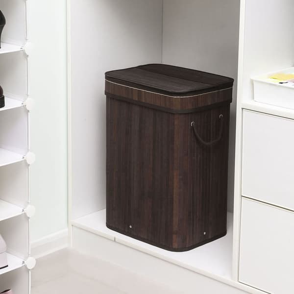 Brun bambu tvättkorg - L40 cm