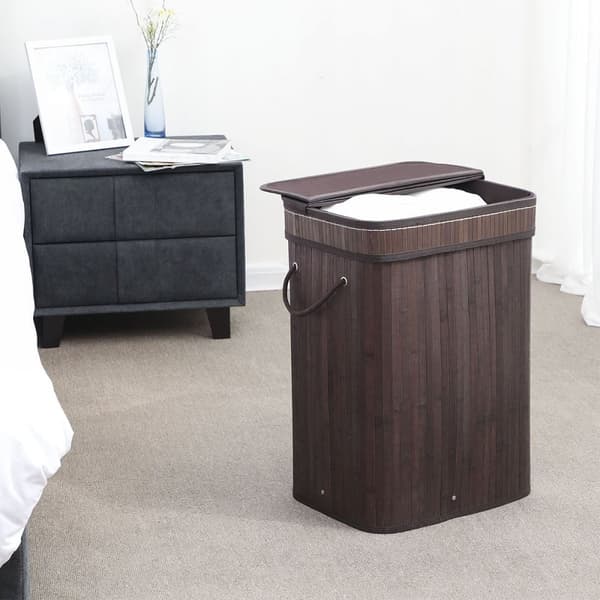 Brun bambu tvättkorg - L40 cm