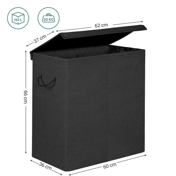 Svart tvättkorg - L60 cm