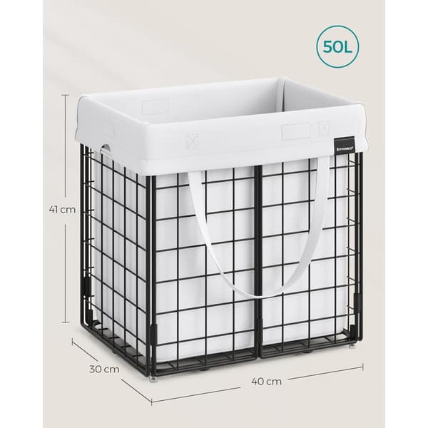 Metalltvättkorg med tygpåse - L40 cm
