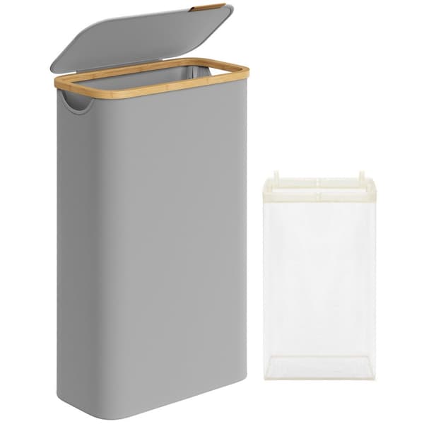 Panier à linge gris avec couvercle - L42 cm